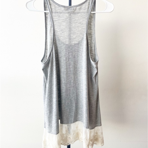 Umgee Long Gray Tank with Lace Trim Size L - Picture 2 of 4
